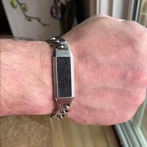 Men's Silver and Black Chain Bracelet
Swarovski men’s bracelet